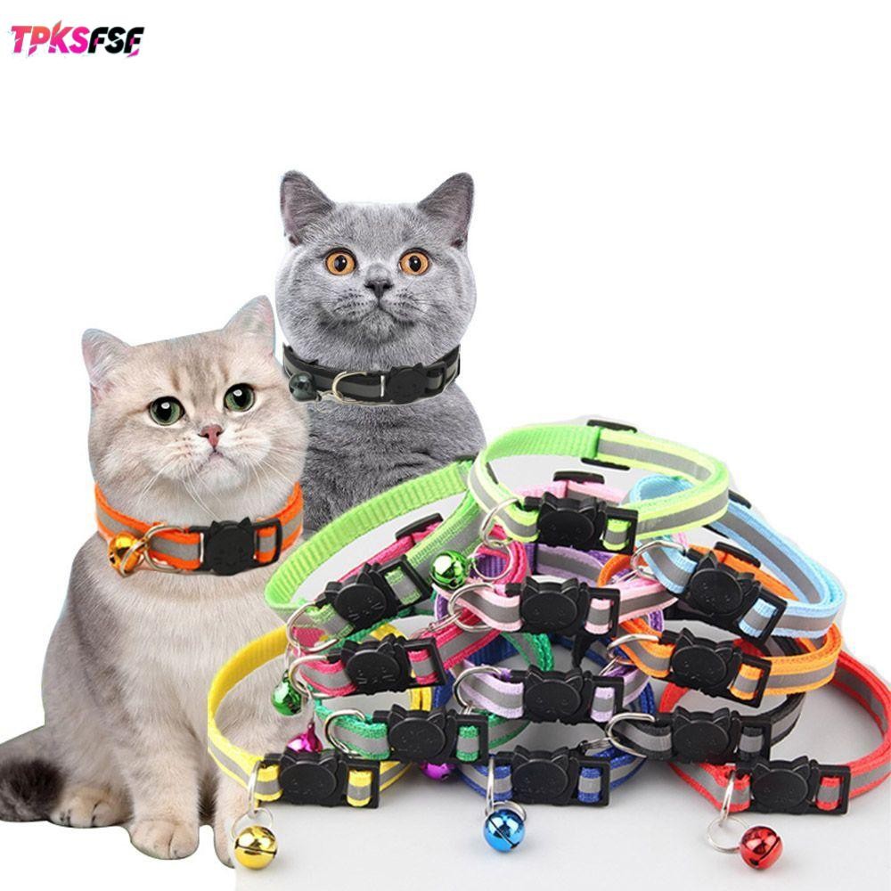 ทีพีเคเอฟ ปลอกคอแมว,พร้อมกระดิ่งปลอกคอสัตว์เลี้ยงที่มีสีสัน,อินเทรนด์ยืดหยุ่นปรับอุปกรณ์สัตว์เลี้ยงปลอกคอสะท้อนแสงลูกแมวลูกสุนั