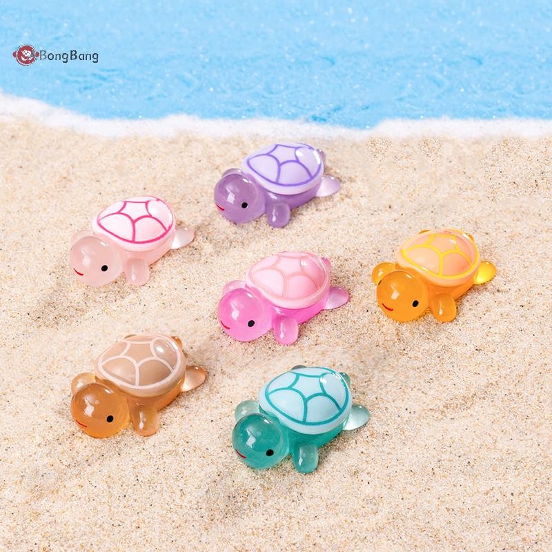 ABongBang 1 PC 1.77 "เรืองแสงใน Dark Sea เต่า Figurines เรซิ่นเรืองแสงสัตว์ Miniature Figurines Ocean Theme DIY บ้านสวนตกแต่ง