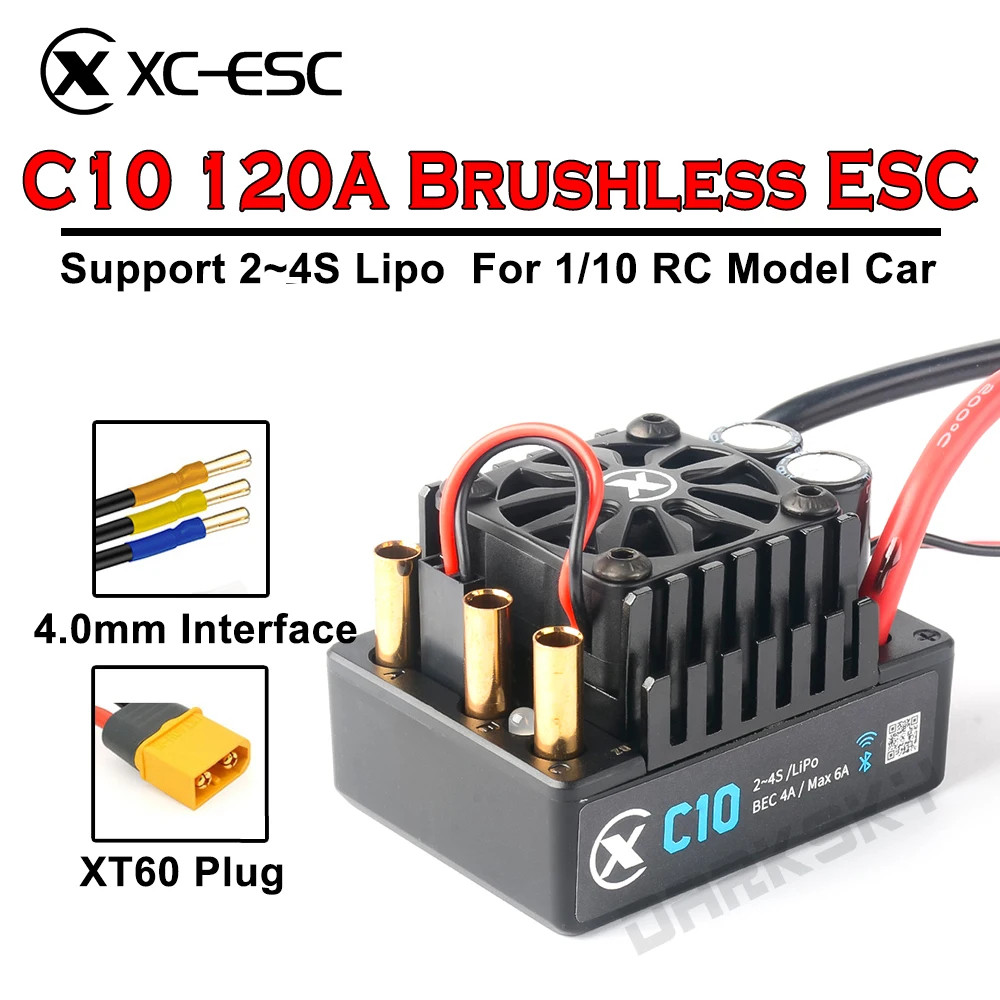 XC-ESC C10 120A Brushless ESC รองรับ 2 ~ 4S Lipo แบตเตอรี่สําหรับ 1/10 RC รุ่นรถยนต์ Buggy Crawler อุปกรณ์เสริม