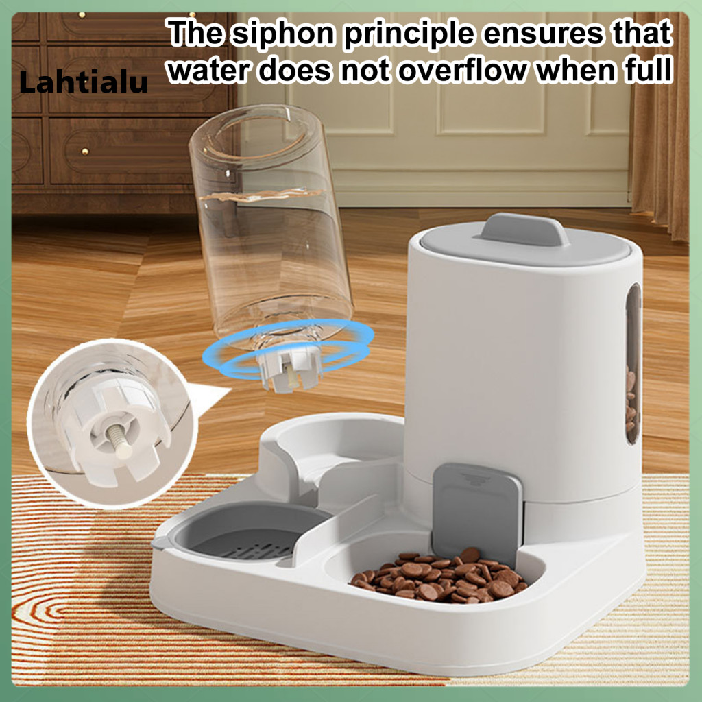 Lahtialu เครื่องให้อาหารแมวอัตโนมัติสถานีให้อาหารแมว 2-in-1 เครื่องให้อาหารสัตว์เลี้ยงอัตโนมัติตู้น้