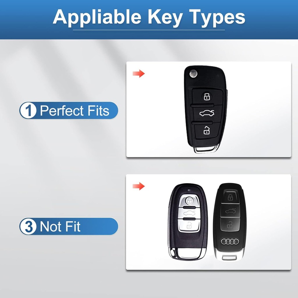ใช้งานร่วมกับ Audi Key Fob พร้อมพวงกุญแจหนังแท้คริสตัลป้องกันกรณี Shell Fit สําหรับ Audi A1 A3 Q3 Q7
