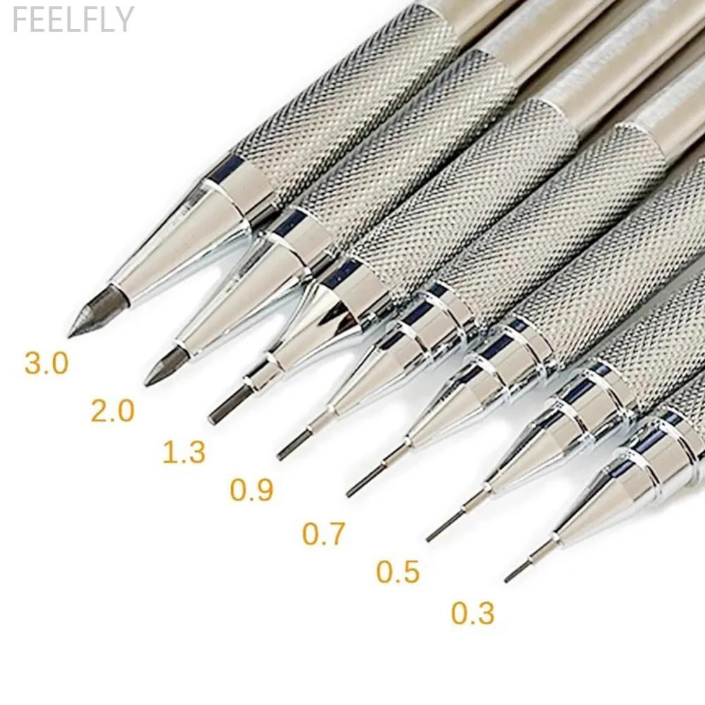 FEELFLY 1 PC ดินสอกด 0.3 0.5 0.7 0.9 1.3 2.0 มม.โลหะเต็มรูปแบบภาพวาดดินสออัตโนมัติพร้อมตะกั่วสํานักง