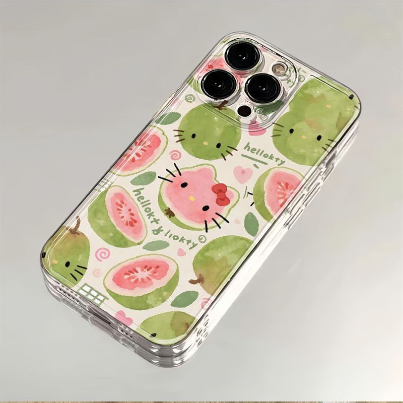 Hello Kitty GuavaปลอกใสสําหรับiPhone 16 15 14 13 12 11 Pro XS Max X XR 8 7 Plus Soft Caseคลุมทั้งหมด