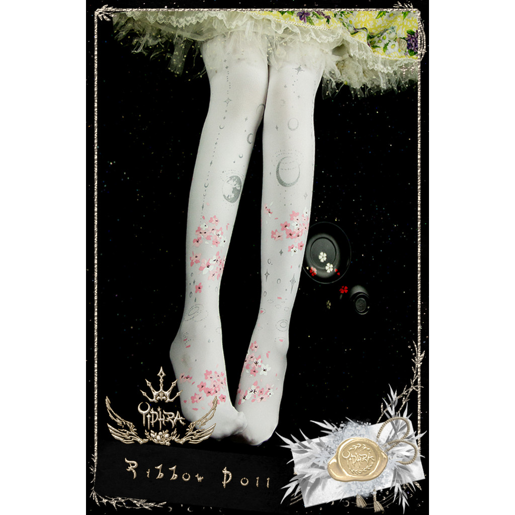 ถุงน่องสไตล์ญี่ปุ่น Lolita ดีไซน์ Moon Phase Cherry Blossom จาก Yidhra Original