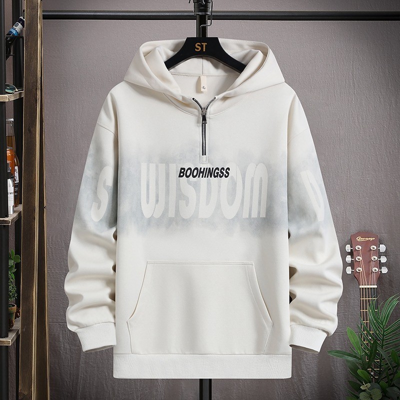 เสื้อกันหนาวครึ่งซิป ม-8เอ็กแอล สไตล์เกาหลี อินเทรนด์ หลวมสบาย มีหมวก สำหรับผู้ชาย ราคา ถูกที่สุด ดีลบีเคเค แกลเลอรีภาพที่ 3