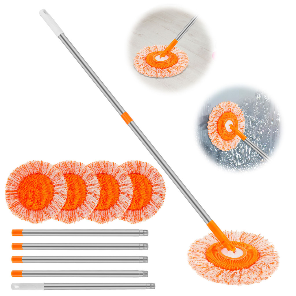 Wall Cleaner Mop 5 Mop ผ้า Super Absorbent เพดาน Mop Cleaner รอบฝุ่นผนังแห้งและเปียกทําความสะอาด Mop