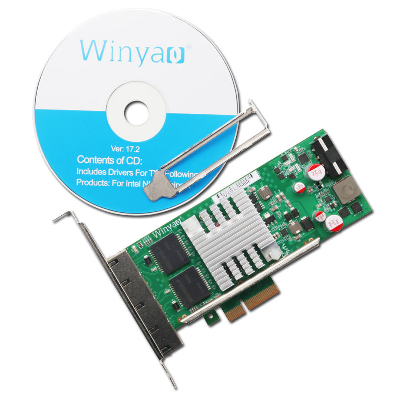Winyao WYI350T4-POE PCI-E อุตสาหกรรม POE การ์ดเครือข่าย Gigabit สี่พอร์ต I350-T4V2