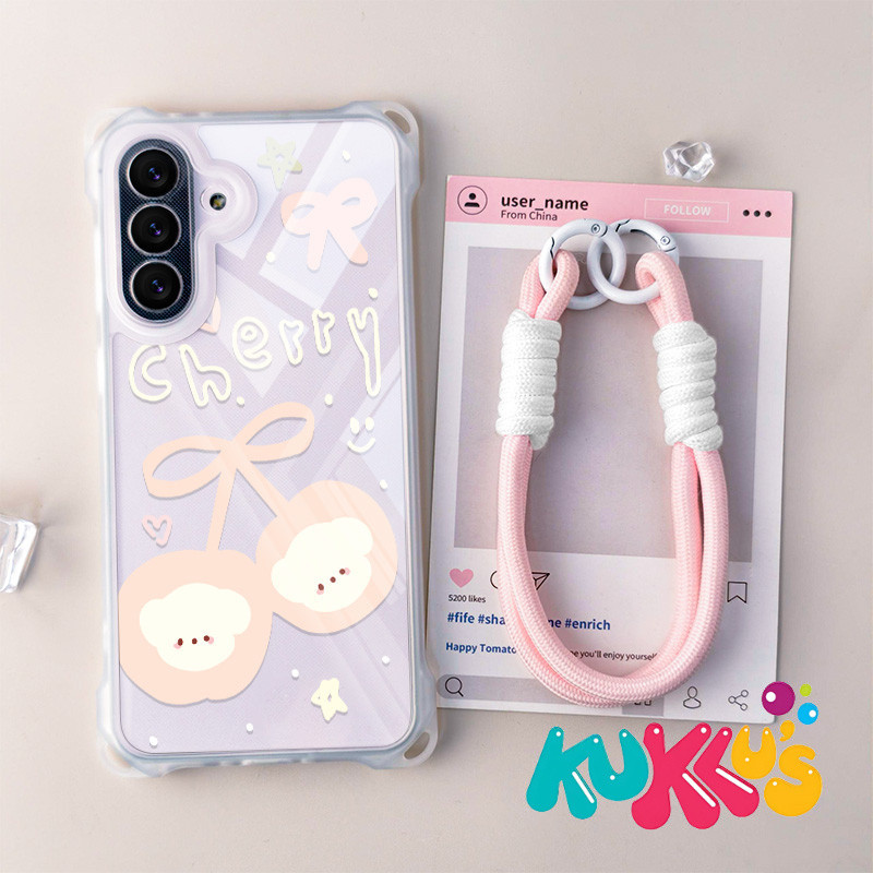 GANTUNGAN HP Cherry Ribbon Phone Case + Hanger สําหรับ Infinix Tecno Spark Go 1 สมาร์ท 10 9 8 1S 50I