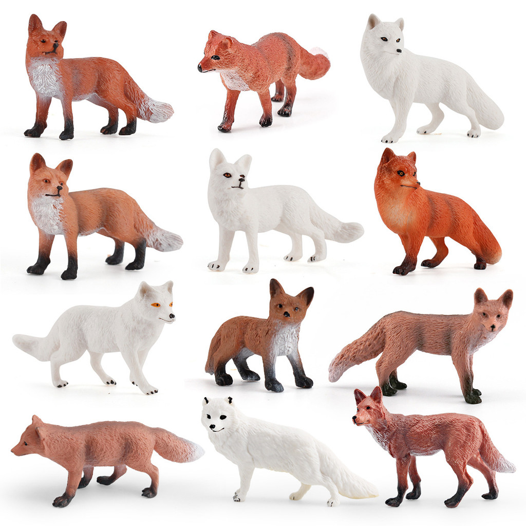 สมจริง Wild Fox รุ่น Red Fox White Fox Arctic Fox Red Fox Static เด็กตุ๊กตาเครื่องประดับ