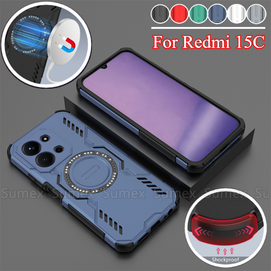 เคสโทรศัพท์กันกระแทกสําหรับRedmi 15C Redmi15C 4G 5Gเกราะแหวนชาร์จแม่เหล็กปลอกระบายความร้อนกระจายความร้อนปกหลังXiaomi Redmy C15 2025
