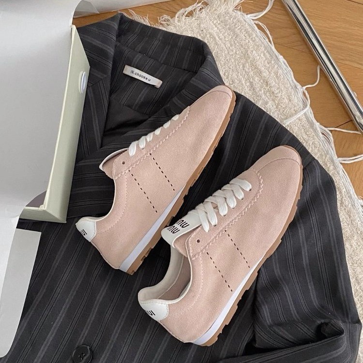 Gummy~Dressed Soft Leather Casual Sports Forrest Gump Shoes รองเท้าผ้าใบผู้หญิง รองเท้าเทรนนิ่งเยอรม