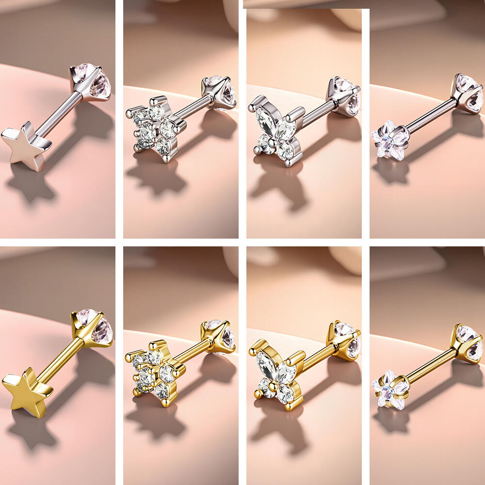 ต่างหูสแตนเลส Labret Lip ขนาด 6 มม. และ 8 มม. ในแบบผีเสื้อ หัวใจ และดาว สำหรับการเจาะ Helix Conch หรือกระดูกอ่อน - รูปที่ 5