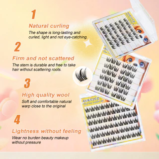 [จัดส่งในพื้นที่]3/1PCS KUESICR 3D DIY Single Cluster Self-กาวขนตาปลอมC-curled Natural Curlingใช้งานง่ายอะนิเมะEye