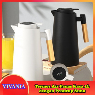 VIVANIA - P4 Termos Air Panas Kaca 1L / Vacuum Jug Esthetic / Termos Vakum dengan Penutup Suhu