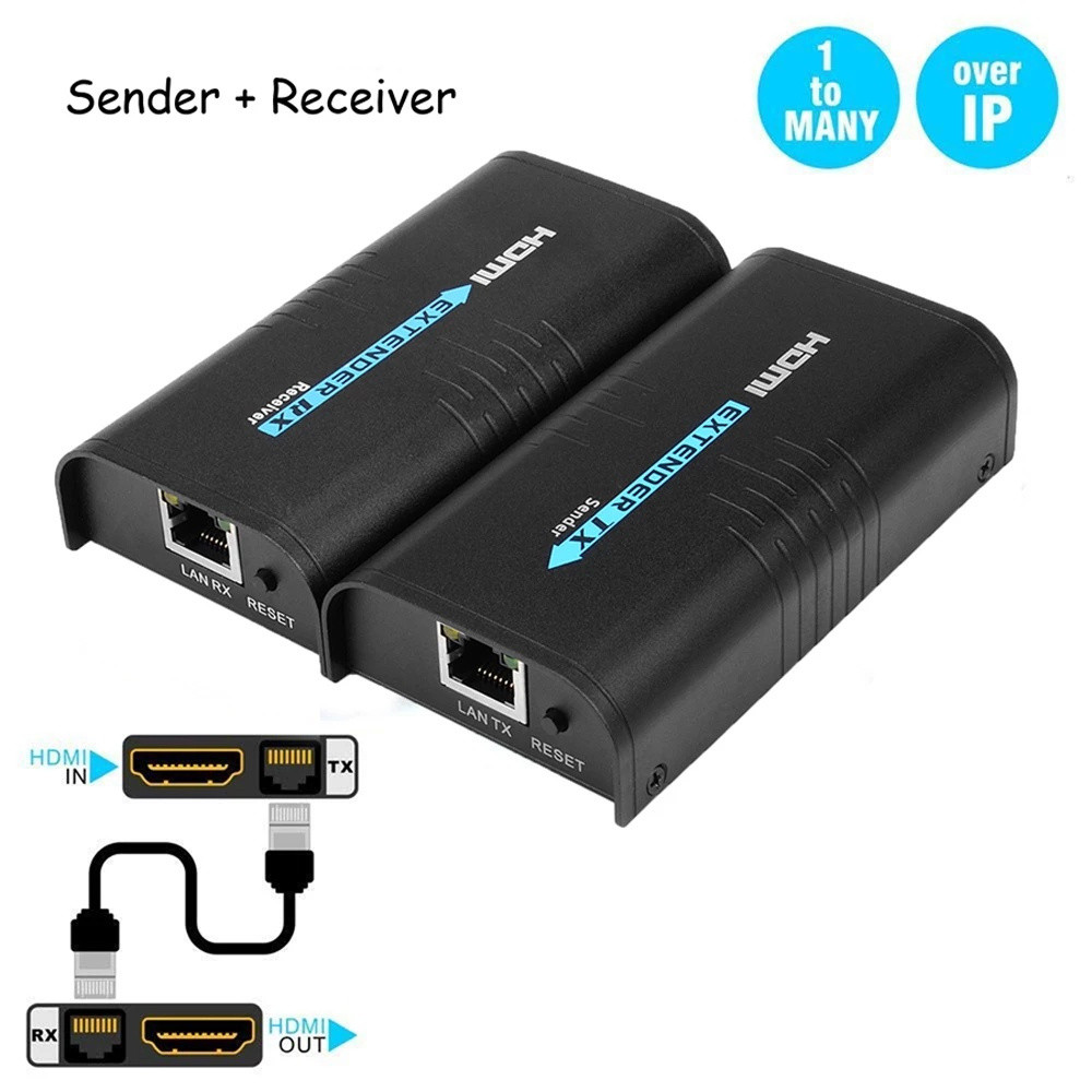 ⭐ตัวขยาย HDMI กว่าตัวรับส่งสัญญาณ IP 1080P V2.0 สูงสุด 120M กว่าสาย cat5e/6