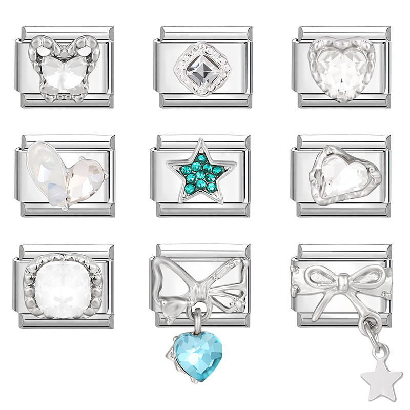 ยอดนิยมรักเพชรโบว์จี้เพื่อนที่ดีที่สุดพ่อดอกไม้อิตาเลี่ยน Charm Links Fit 9 มม.สร้อยข้อมือสแตนเลสทําเครื่องประดับ - รูปที่ 4