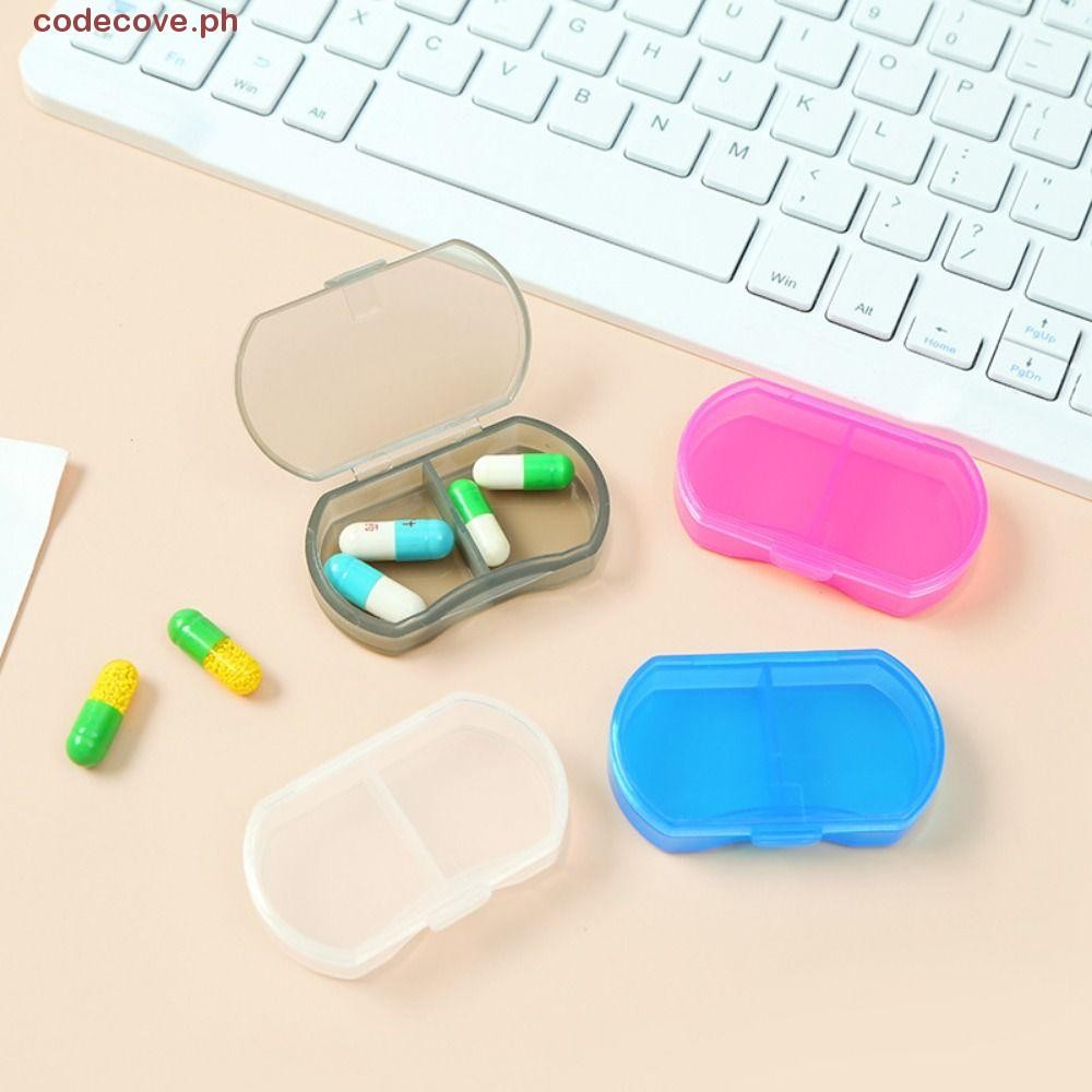 CODECOVE​ กล่องยา 2-gird พร้อมฝาปิด Snap-on design กล่องยาขนาดเล็กพกพาสะดวกปิดผนึกความปลอดภัยฝุ่นกล่องบรรจุยากล่องเก็บ
