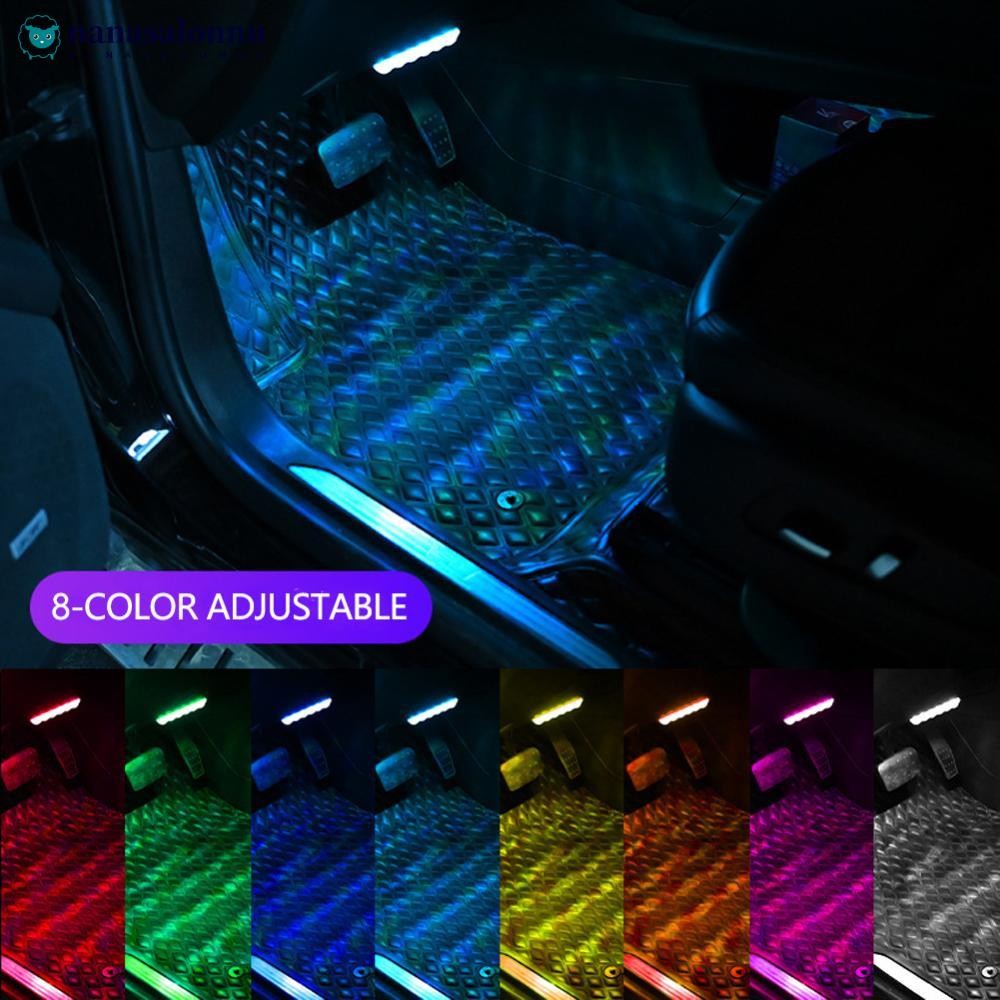 NANASALONNN 4 ชิ้น/เซ็ตรถ Footwell Star โปรเจคเตอร์ไฟ Ambient Lighting APP เพลงควบคุมโคมไฟเปลี่ยนสี 