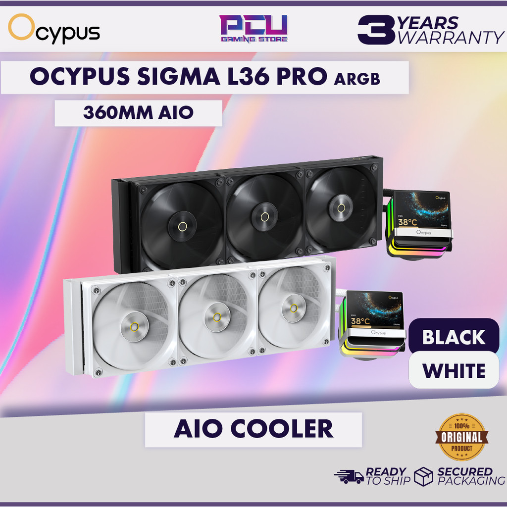 OCYPUS SIGMA L36 PRO 360MM AIO LIQUID COOLER พร้อม 3.5 INCH IPS DISPLAY - สีดํา/ขาว