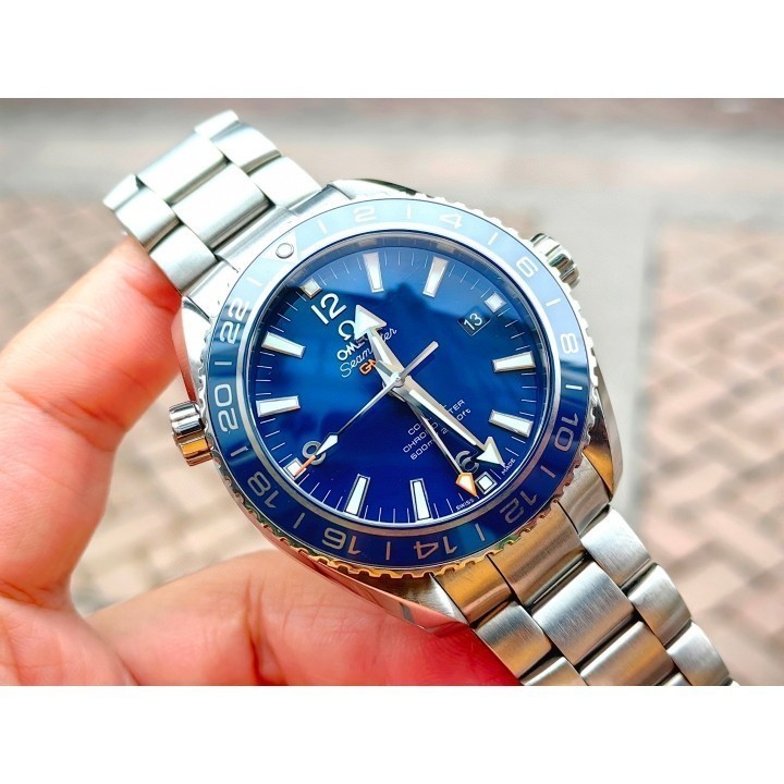 Omega Omega Ocean Universe Titanium Ceramic Ring Blue Ring Surface GMT Dual Time Zone