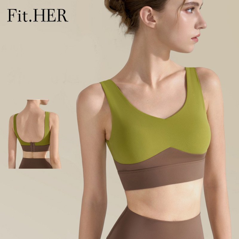 Fit.HER High-Intensity Sports Shock-Absorbing Supportive Running Fitness Bra ที่มีถ้วยคงที่ Pilates-Approved Outerwear โยคะกีฬา Bra