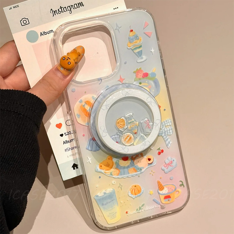 ขนมหมีเขย่าเพลงวงเล็บแม่เหล็ก Apple iPhone 17 Air 16e 15 14 Plus 13 12 Pro Max เคสโทรศัพท์กันกระแทก