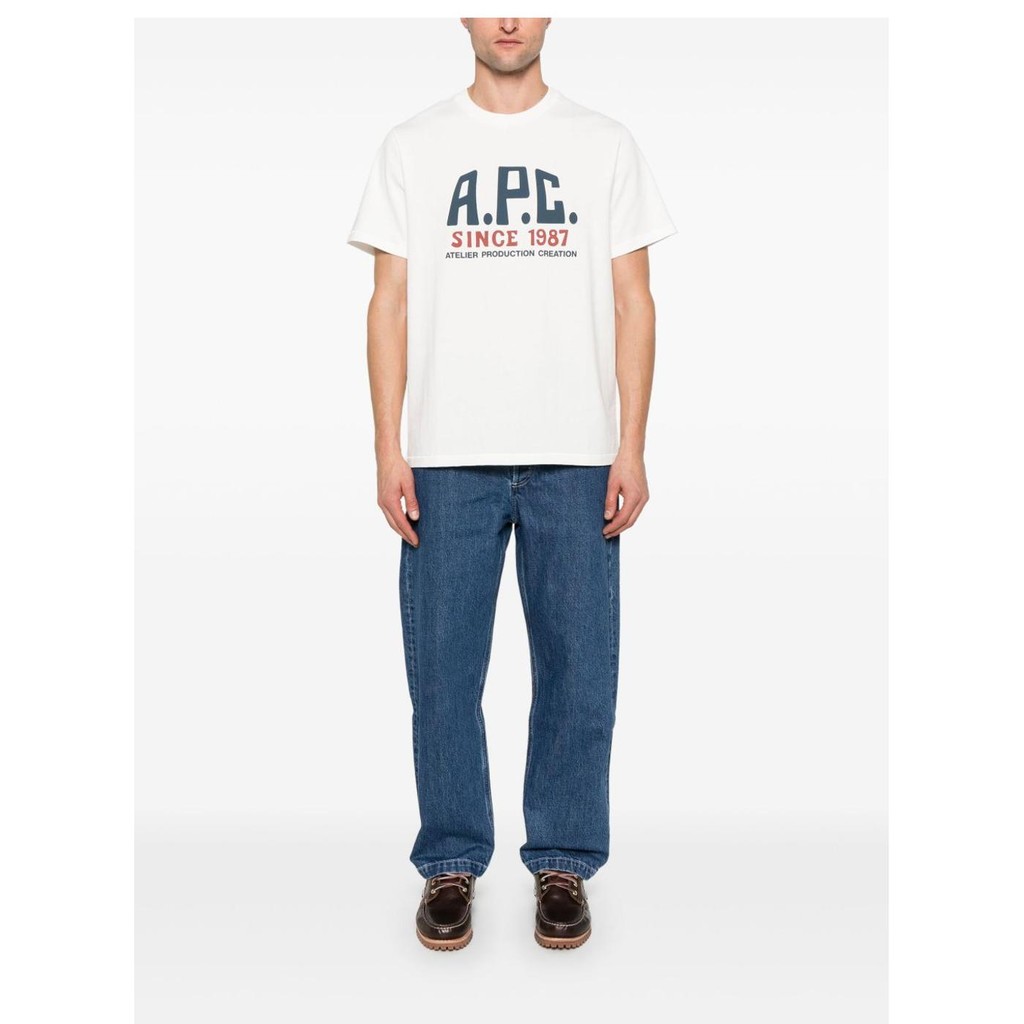 เสื้อยืดพิมพ์ลายโลโก้ APC แฟชันสำหรับผู้ชาย
