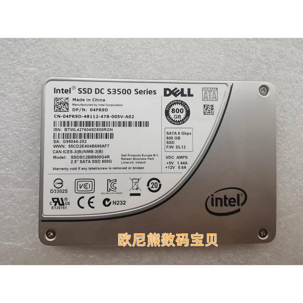 Dell 04FR9D 4FR9D SSDSC2BB800G4R 800GB SATA SSD INTEL S3500