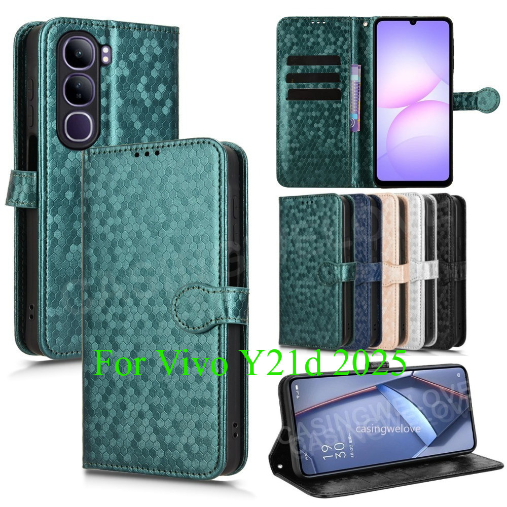 เคสโทรศัพท์สําหรับVivo Y21d Y31 5G 4G 2025 Flip Matteหรูหราหนังช่องใส่การ์ดกระเป๋าสตางค์ปลอกแม่เหล็กกันกระแทกฝาหลัง