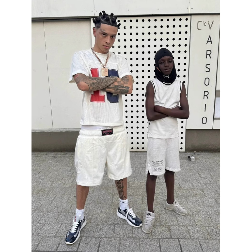 0A9V CRTZ HMP MESH PANEI TRACKSUIT Mesh18Number Short Sleeve Jersey TEE Shorts Sports Set