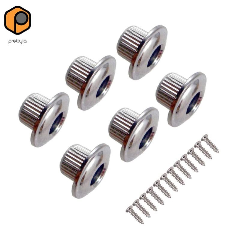 [สวย] 6 ชิ้นกีตาร์เดิม Bushing Nut กีตาร์จูนเนอร์อ่อนนุชกีตาร์ไฟฟ้าส่วนเงิน