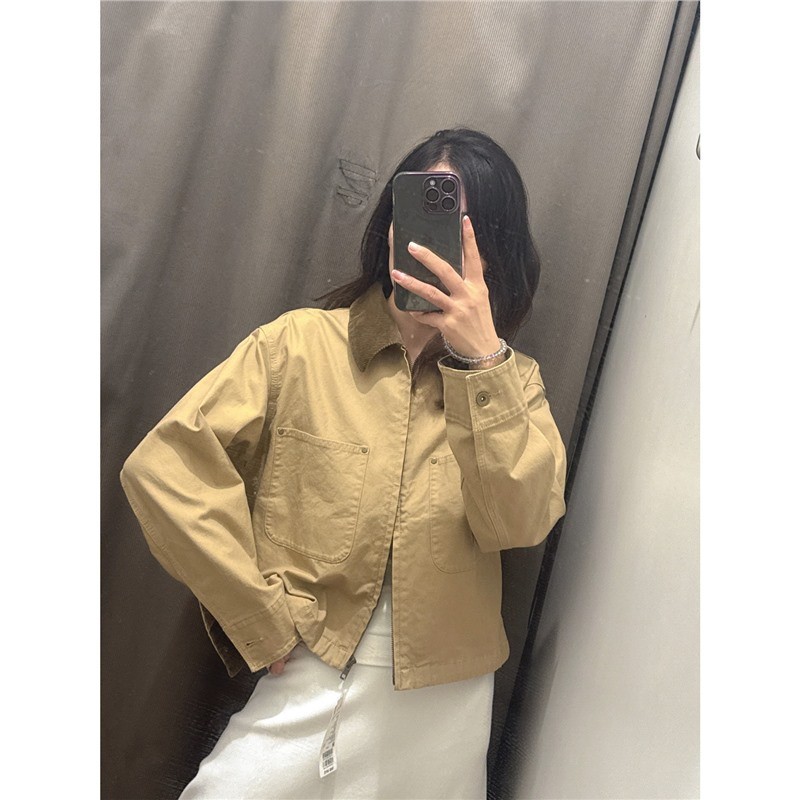 imoveAmerican Style Womens Casual Zipper Short Jacket Barn Style Turn-Down Collar Jacket Coat