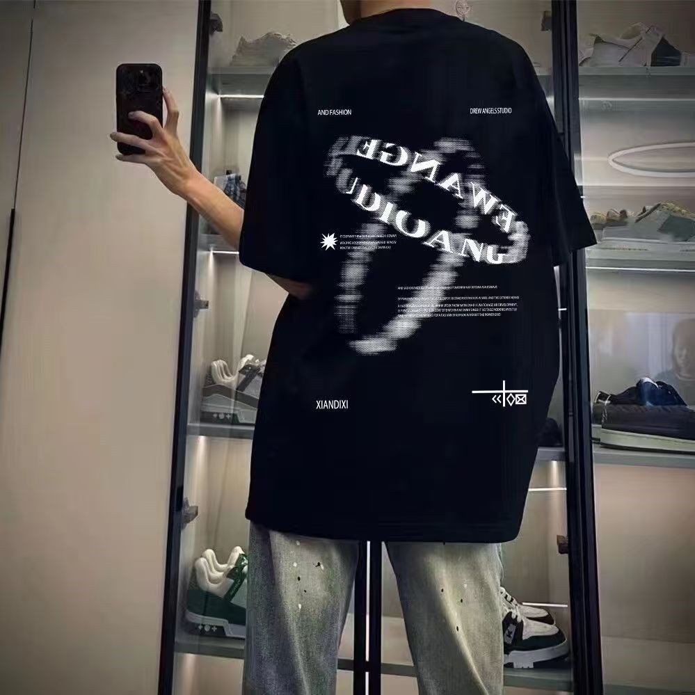 Retro Fashion COD Couple's American Style Slimming Top2025100%Short Sleeve new Trendy All-Matching23