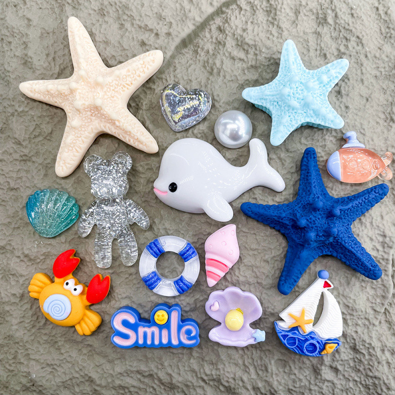 อุปกรณ์ DIY สุดเก๋ เคสโทรศัพท์ และเครื่องประดับผม ซีรีย์ปลาดาวและโลมา จากทะเล
