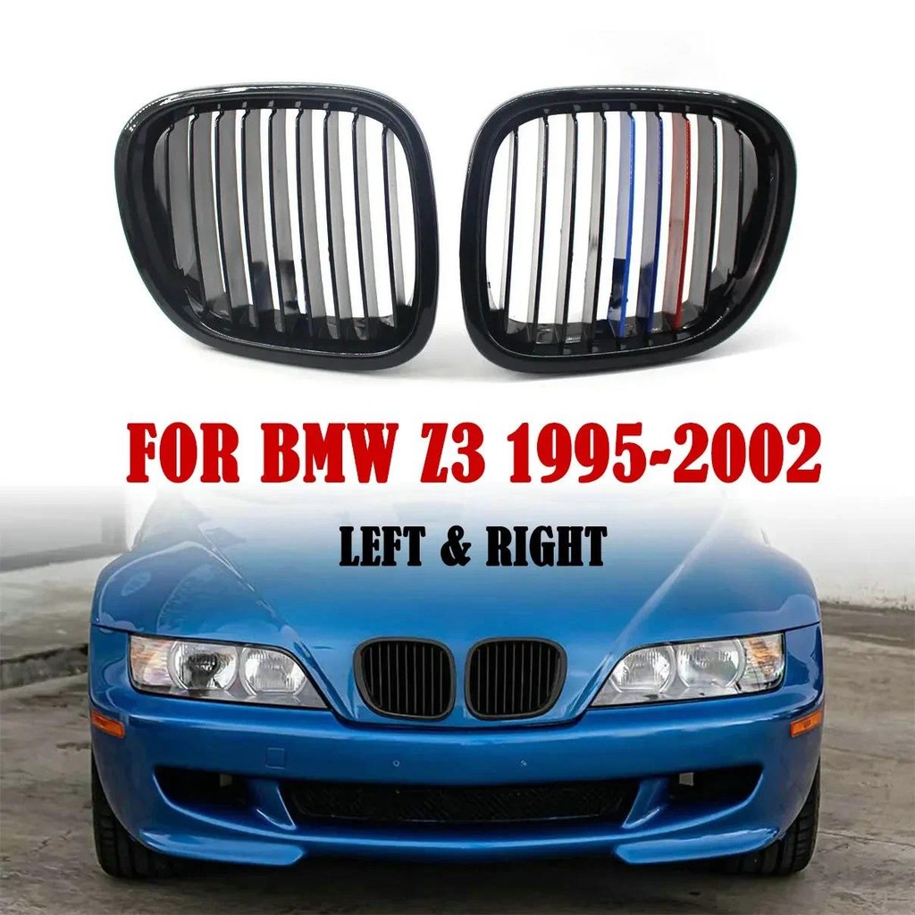 Glossy สีดํา M สีรถกันชนหน้า Kidney Grille Racing Grills สําหรับ BMW Z3 1996 1997 1998 1999 2000 200