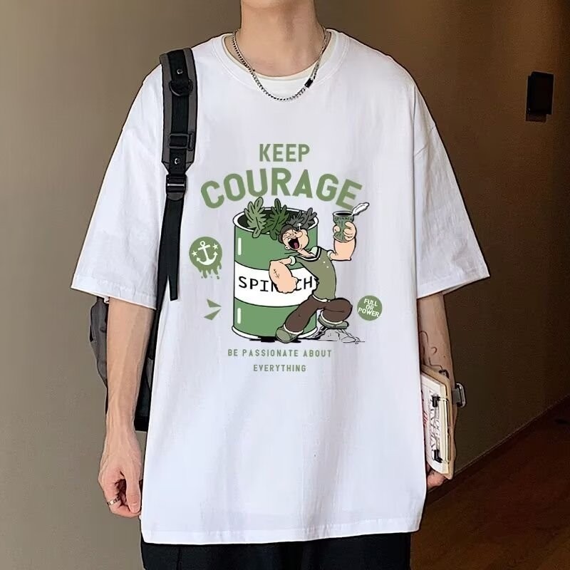 2025 NEW 2025 Japanese Retro Heavyweight Patchwork Short Sleeve T-Shirt Unisex Casual Loose Versatil