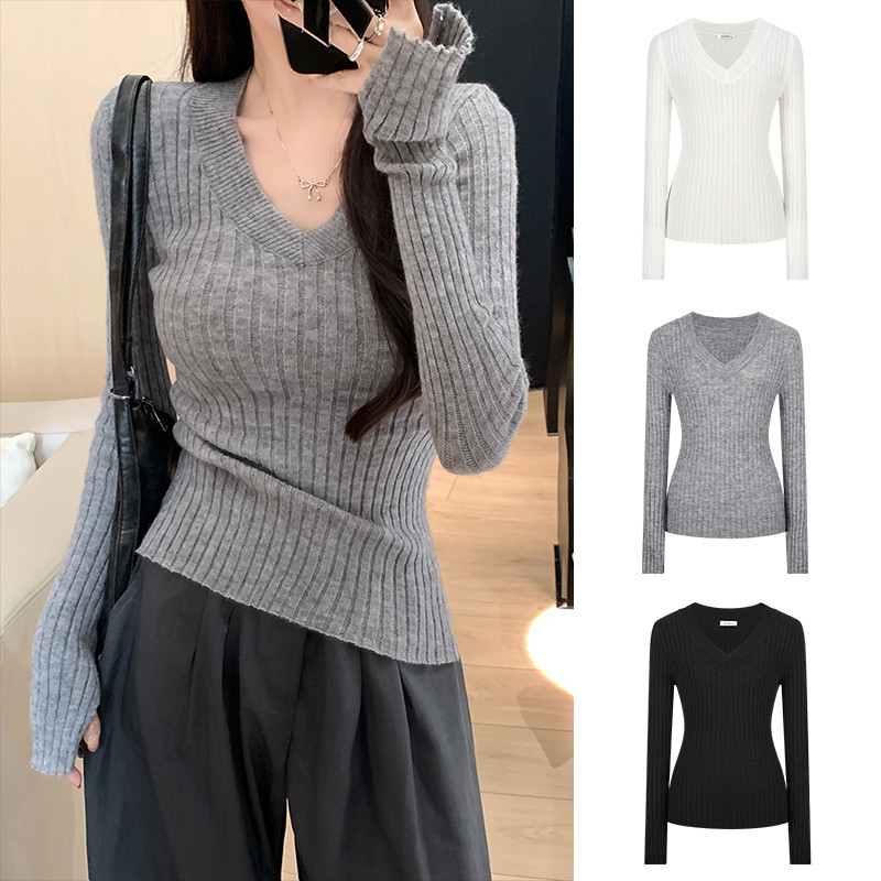 เสื้อถักแขนยาวทรงคอกลมไหล่สวย สไตล์เรียบหรูสำหรับฤดูหนาว