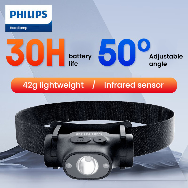 ไฟหน้ากากไฟล Halogen Philips SFL1851/93 LED กำลังสูง 3W ใช้งานได้ 30 ชม. ไฟ 5 โหมด ระบบ Infrared 15 ซม. ชาร์จ Type-C