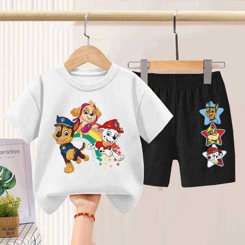【จัดส่งจากประเทศไทย】เซ็ตชุดเด็ก เสื้อ+กางเกง ชุดสองชิ้น（จัดส่งจากประเทศไทย）ชุดเด็กชาย Paw Patrol ชุดแขนสั้นสำหรับเด็ก ชุ