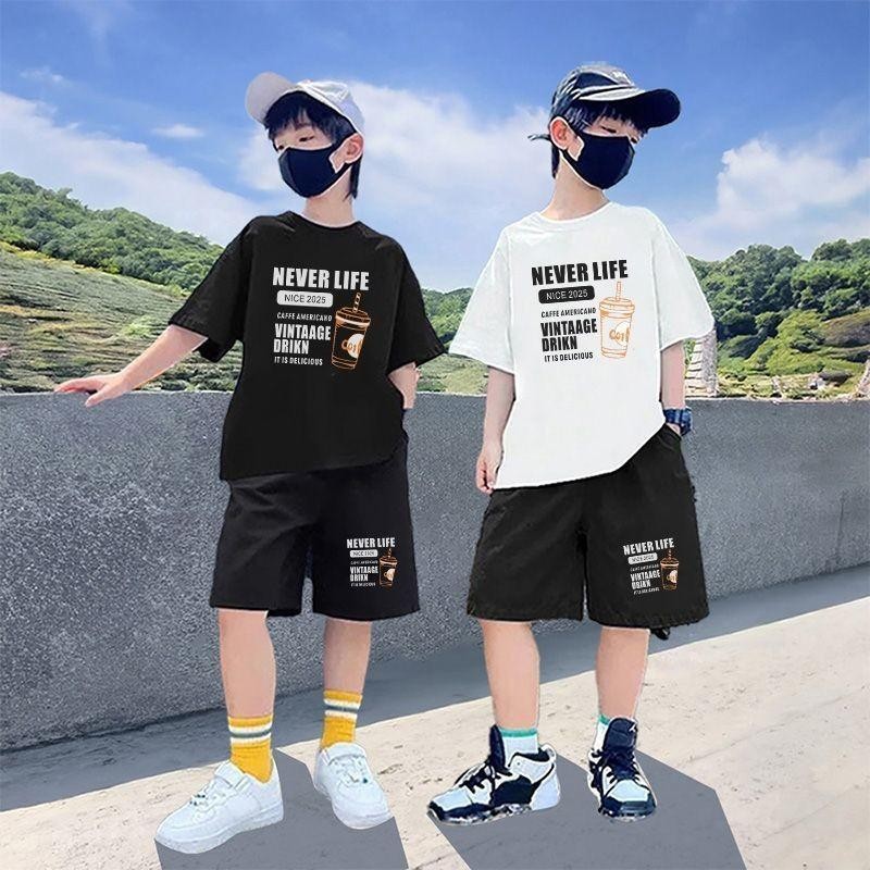 【จัดส่งจากประเทศไทย】เซ็ตชุดเด็ก เสื้อ+กางเกง ชุดสองชิ้น（จัดส่งจากประเทศไทย）ชุดแขนสั้นเด็กชาย 2025 ชุดฤดูร้อนใหม่ ชุดแขนส