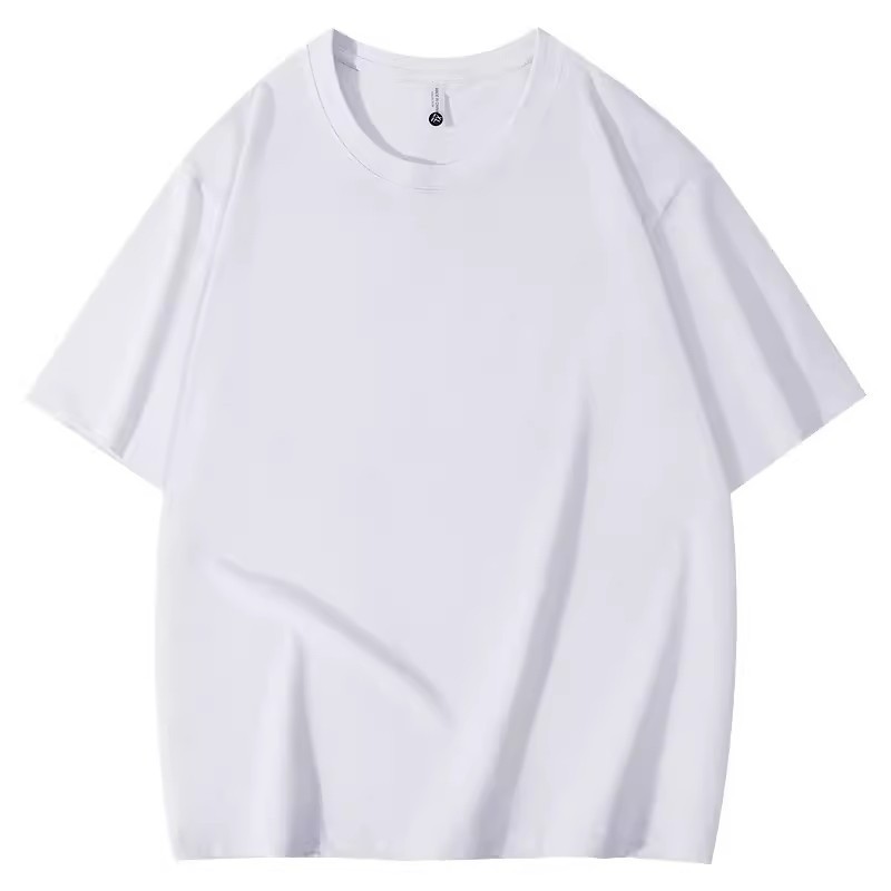 COD 2025 Pure White Combed Cotton Three-needle 240g Heavyweight T-shirt Men's Summer Ribbed Small Ne