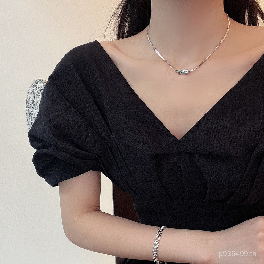 ออกแบบสร้อยคอ Niche สร้อยคอ Two-Strand Collar อินเทรนด์ Texture อิตาเลี่ยน Tinfoil หญิงเงินสเตอร์ลิง