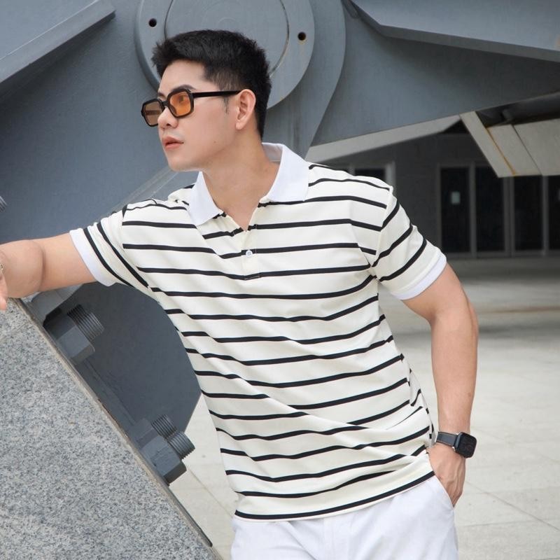 AMTAR SMART POLO  แฟชั่นคอปกลายทาง สไตล์เกาหลี  ทรงรัดกล้าม