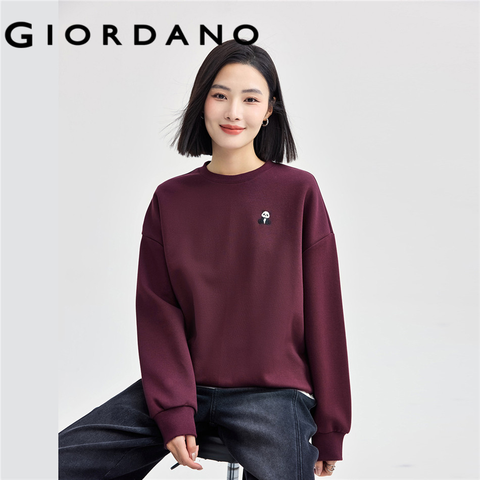 GIORDANO WOMEN Animal embroidery crewneck sweatshirt 05325842