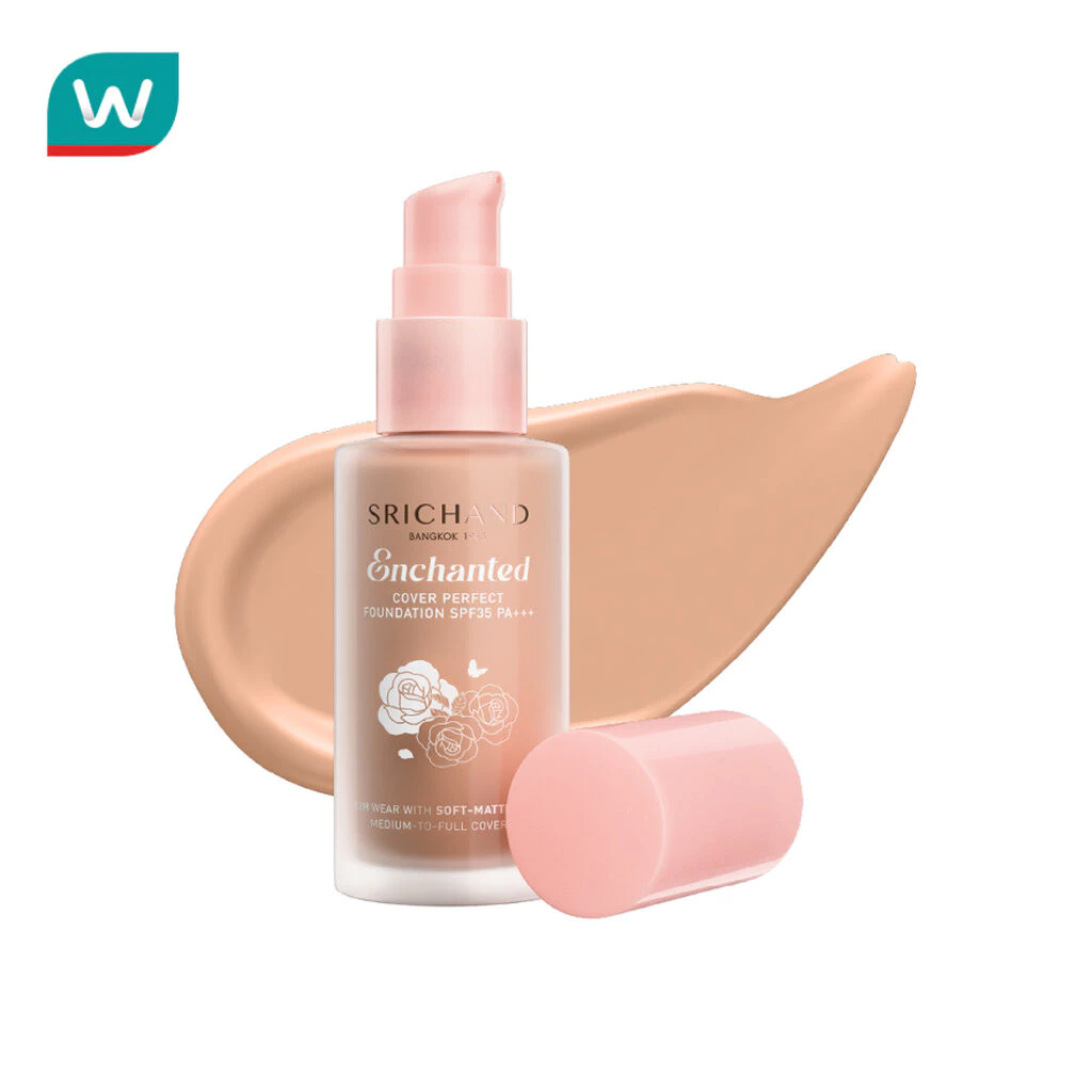Srichand ศรีจันทร์ เอ็นชานเท็ด คัฟเวอร์ เพอร์เฟคท์ ฟาวน์เดชั่น SPF35 PA++++ 30มล. 120 เบจ