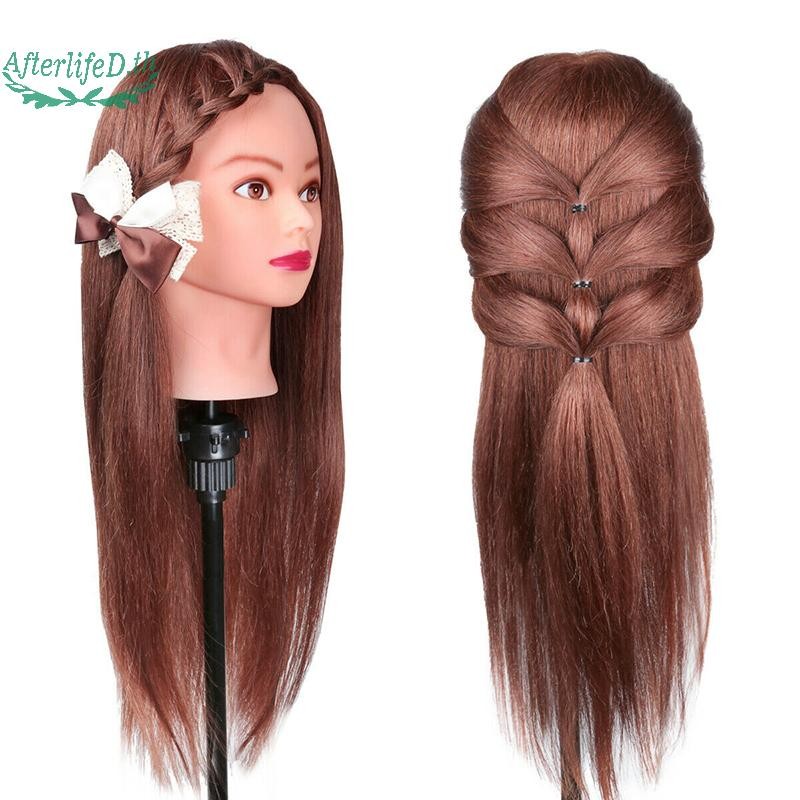 AF Manequin Human Hair ตัดผมฝึกทรงผมช่างทําผมตุ๊กตา A