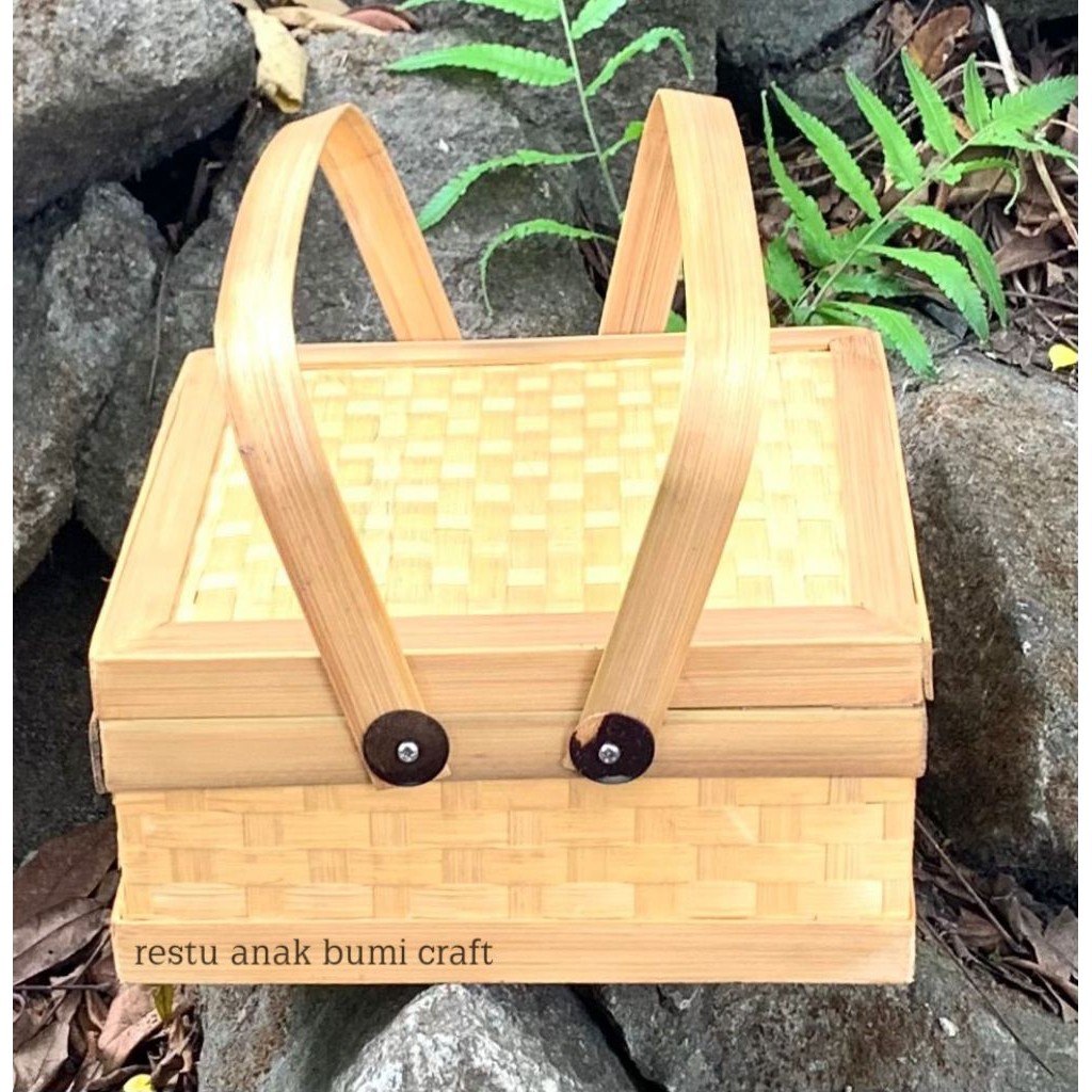 ( R25) กล่องไม้ไผ่สาน ตะกร้าไม้ไผ่แน่น Cangking Box 25cm | อีตะกร้าไม้ไผ่ | จัดส่ง | กระเช้า | กล่อง