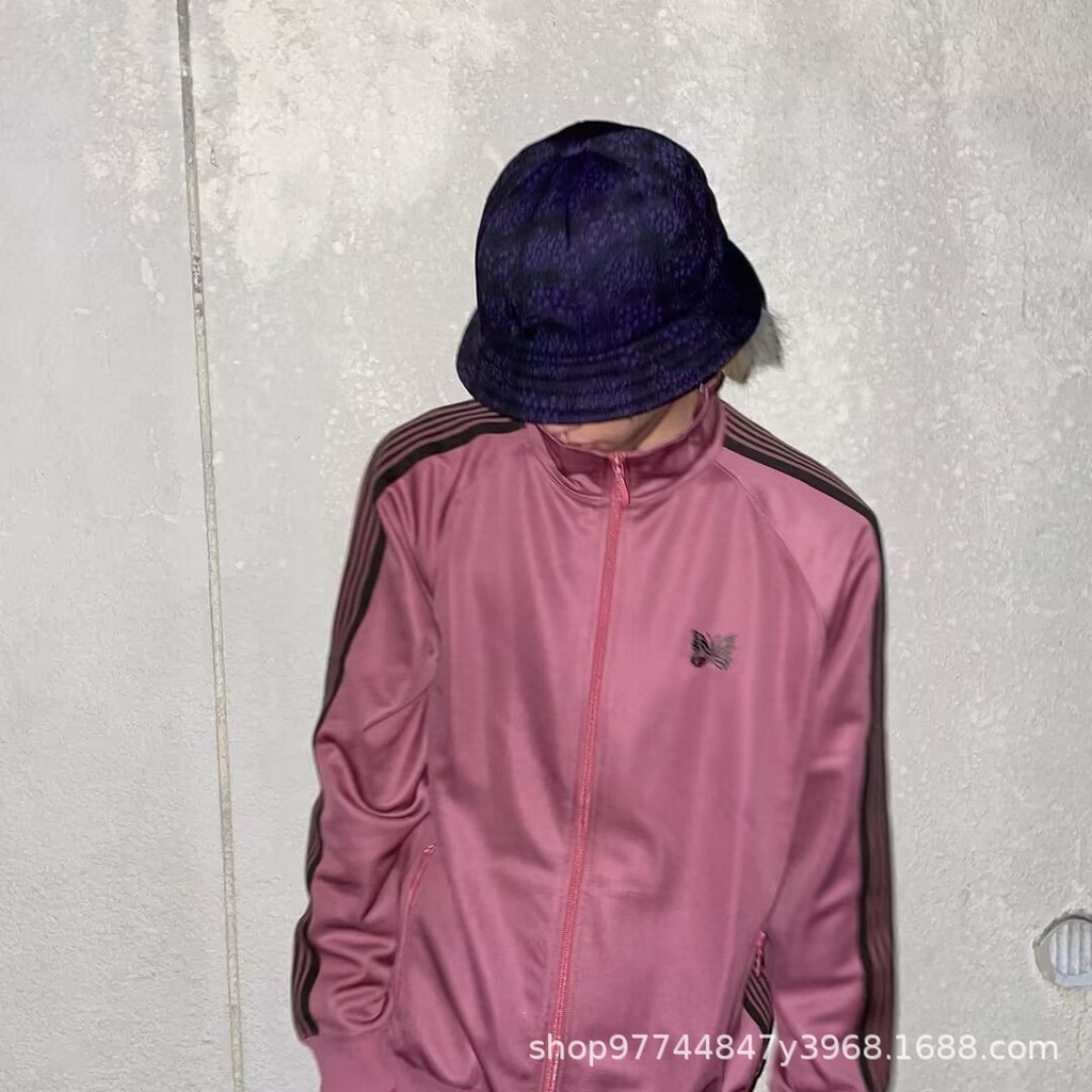 Needles track Light Pink Embroidered Ribbon Campus Casual Loose Sports Jacket Coat