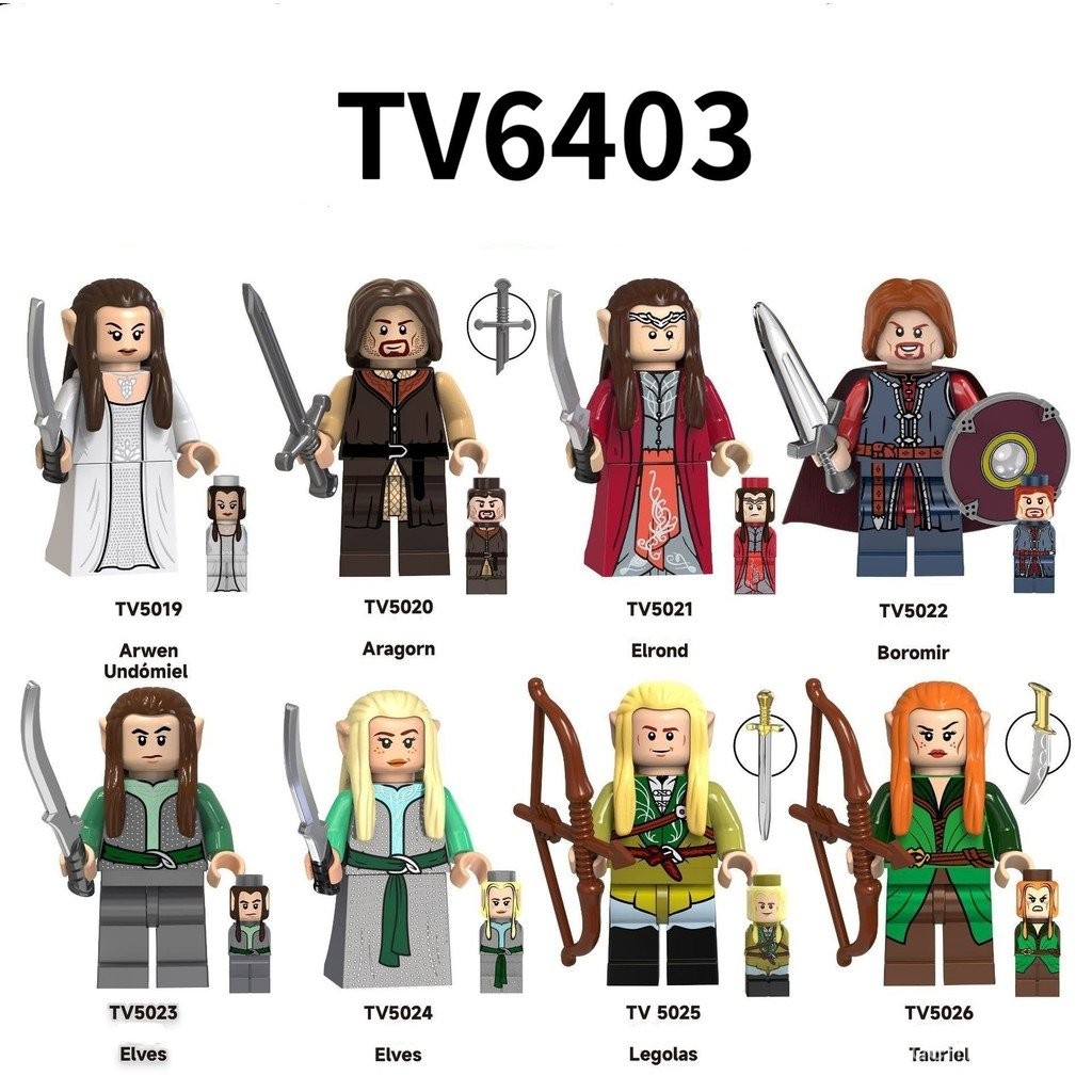 ขายร้อน TV6403 แหวน Series Elf King Arwin Ardragon Elrond Tarrell ประกอบของเล่นตุ๊กตา