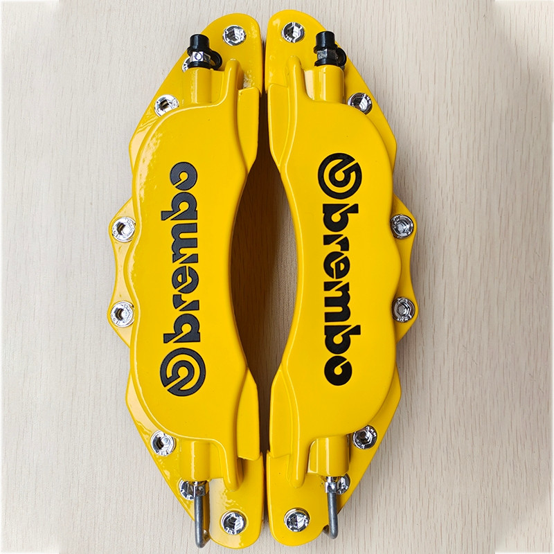 2PCS ขนาดใหญ่ 3D อลูมิเนียมโลหะ Universal สีเหลืองรถ Racing Disc เบรค Caliper สําหรับ 18 19 นิ้ว ดุมล้อส่วนบุคคลตกแต่งรถ ZBLE สำหรับรถยนต์